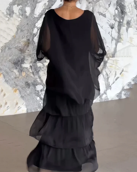 Loose fit women's long maxi dress, flowy A-line bohemian gown. Comfortable & stylish for summer events & parties.