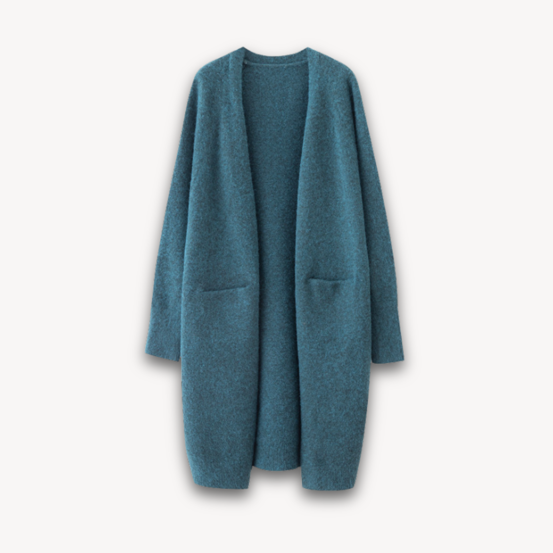 Stylish women's longline cardigan, an essential lightweight layering piece for spring/summer.