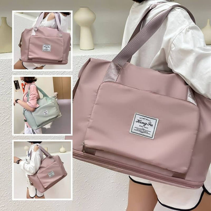 Women's lightweight waterproof expandable travel duffel bag. A versatile weekender & carry-on, perfect for any trip.