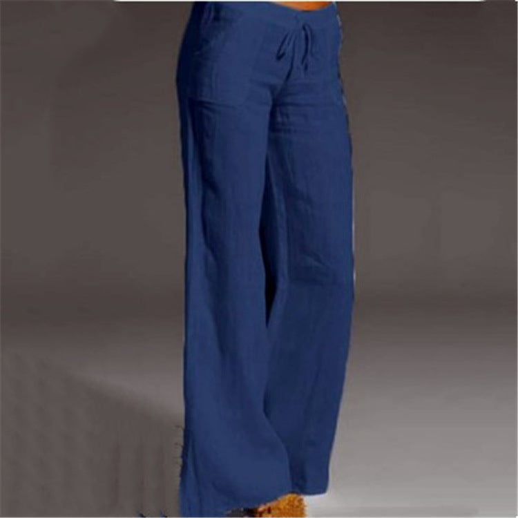 Women's effortless loose fit linen casual pants, comfortable & chic for summer style.