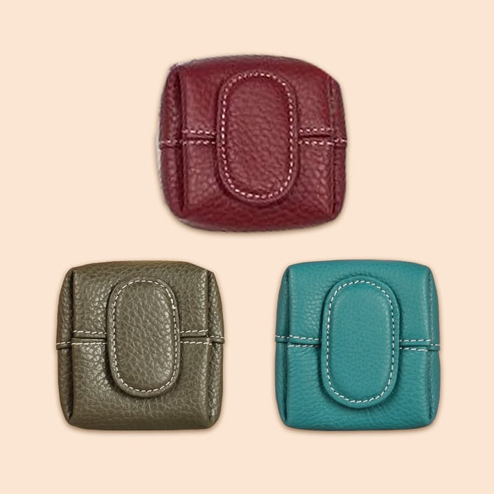 Women's elegant burgundy mini leather coin purse, perfect for a refined look