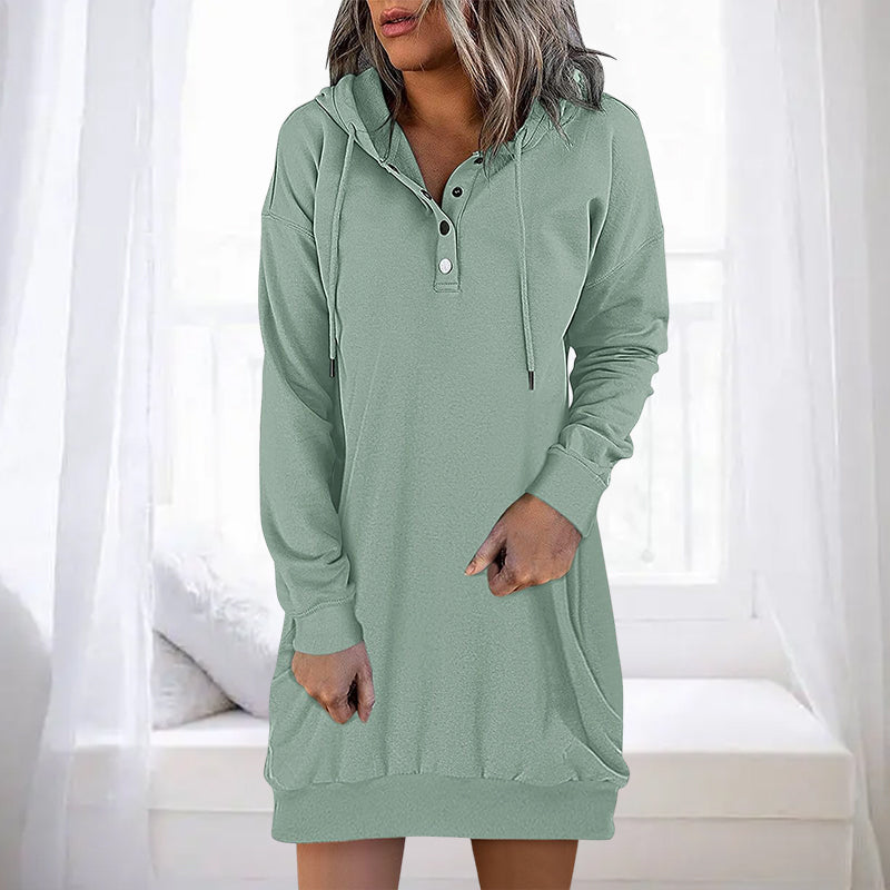 Effortless women's long hoodie, relaxed fit pullover, perfect for comfortable loungewear and streetwear.