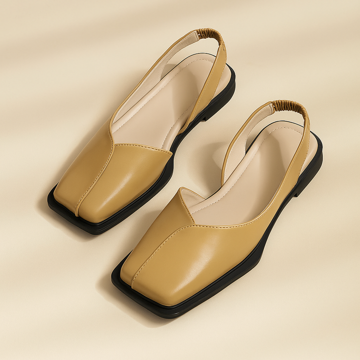 Casual summer flats for women, featuring a modern square toe and easy slip-on style.