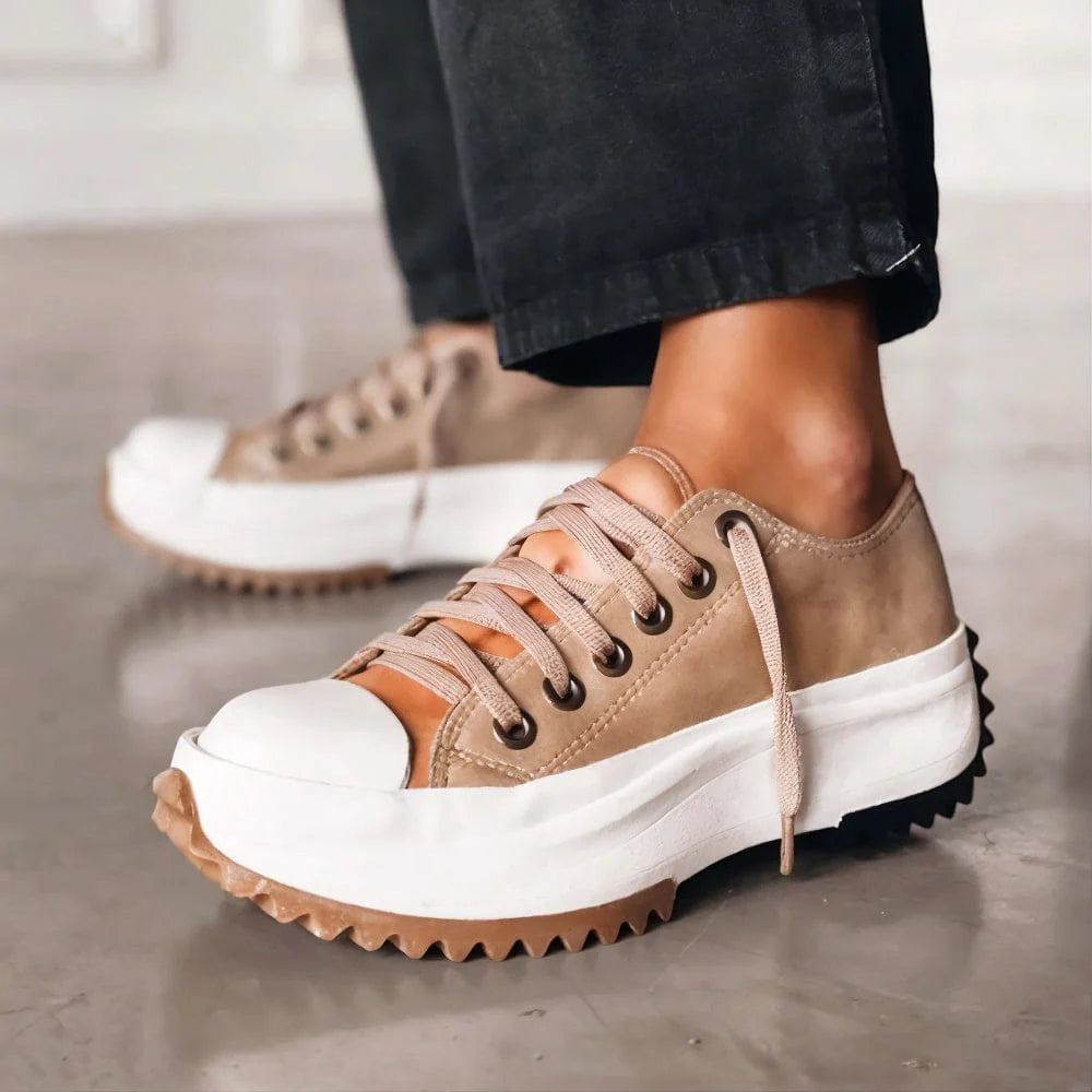 Women's orthopedic lace-up platform sneakers for all-day comfort & arch support.