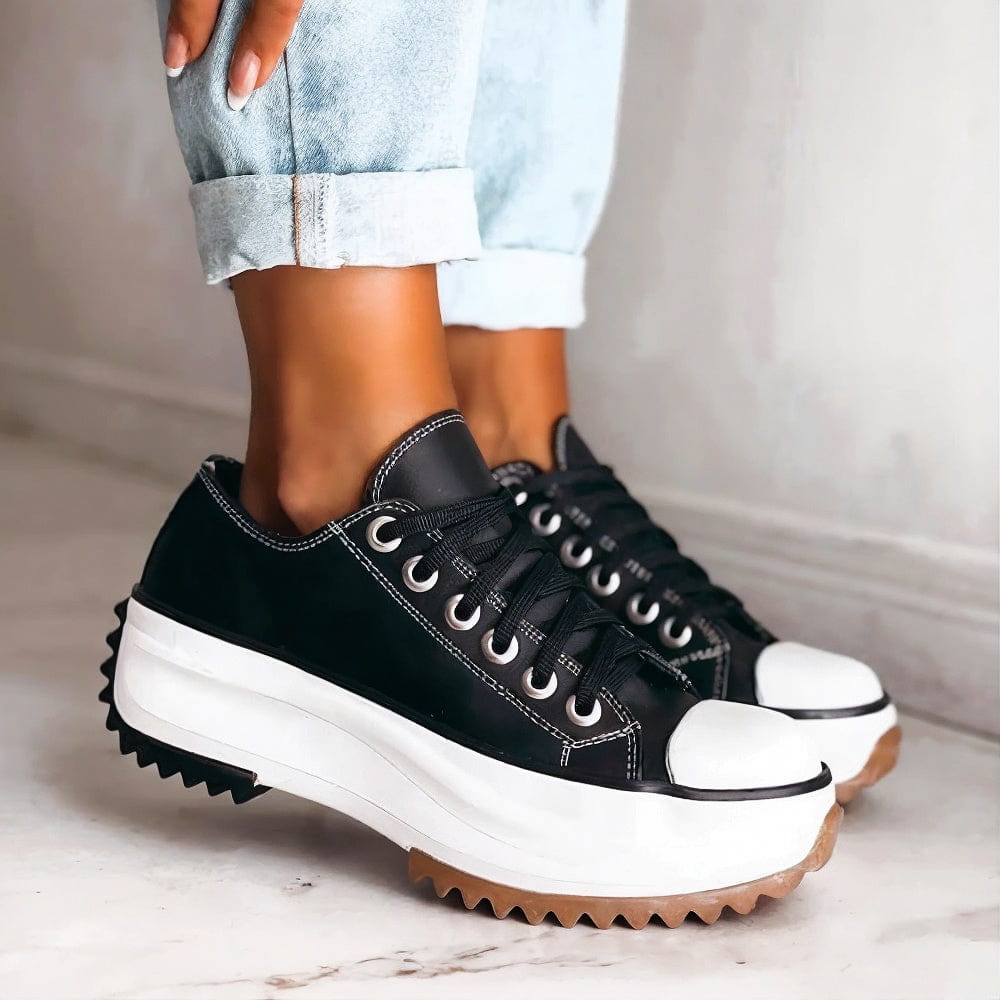 Women's orthopedic low-cut lace-up sneakers for comfortable walking and casual everyday style.