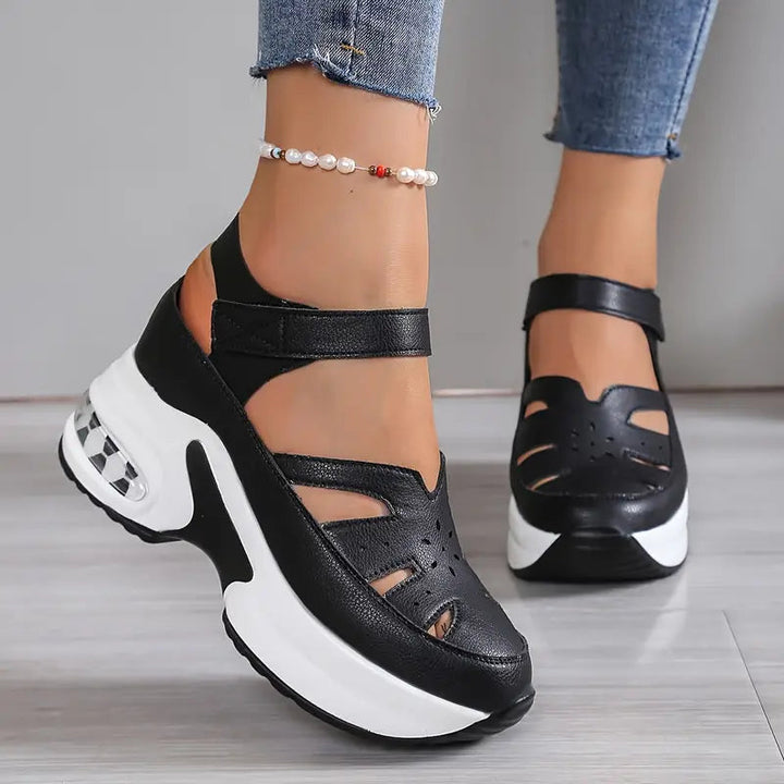 Breathable women's platform wedge sandals, orthopedic design for comfortable, supportive summer walking.