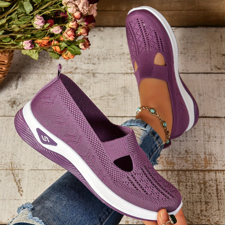 Supportive orthopedic slip-on shoes for women, ideal for long walks and active comfort footwear.