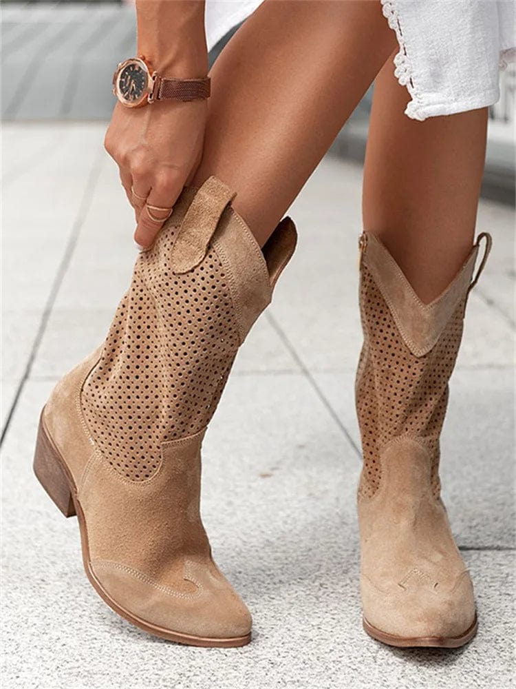 Fashionable orthopedic cowboy ankle boots for women, offering ultimate comfort & western flair.
