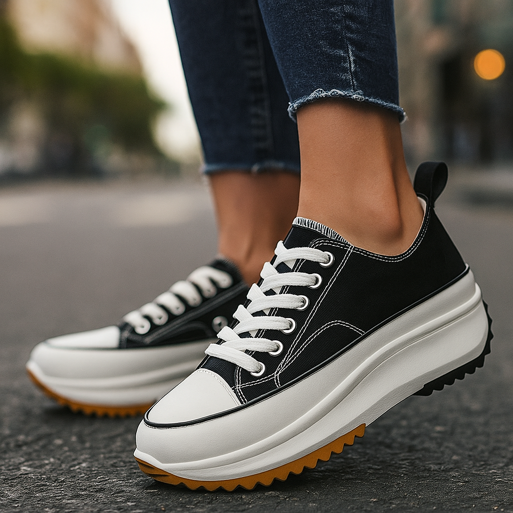 Casual women's platform shoes, versatile white design with thick sole, perfect for stylish everyday wear & comfort.