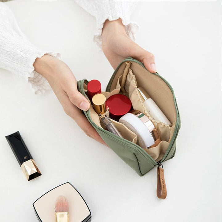 Women's portable pink travel makeup organizer bag with clear view