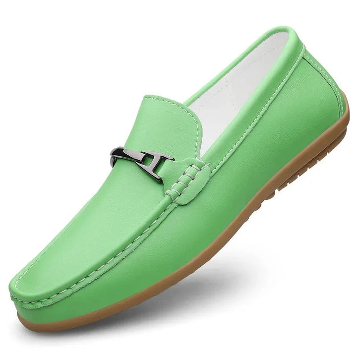 Detail shot of the cushioned interior of women's premium leather loafers