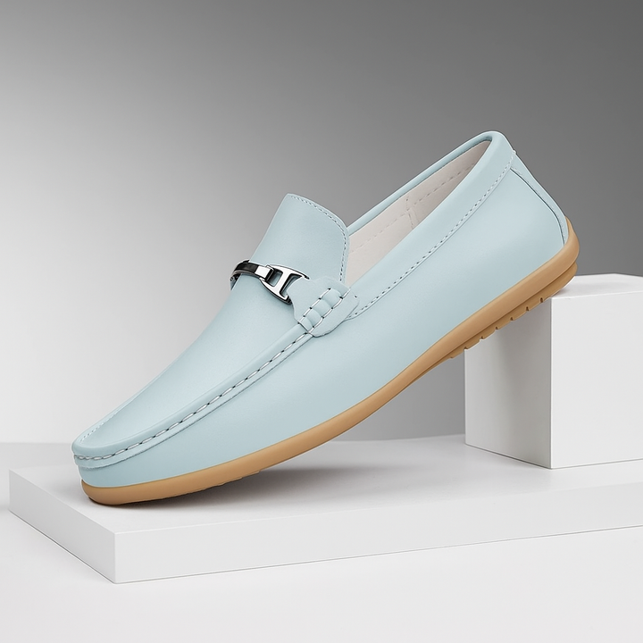 Close-up of women's premium leather loafers, showcasing the matte finish and craftsmanship