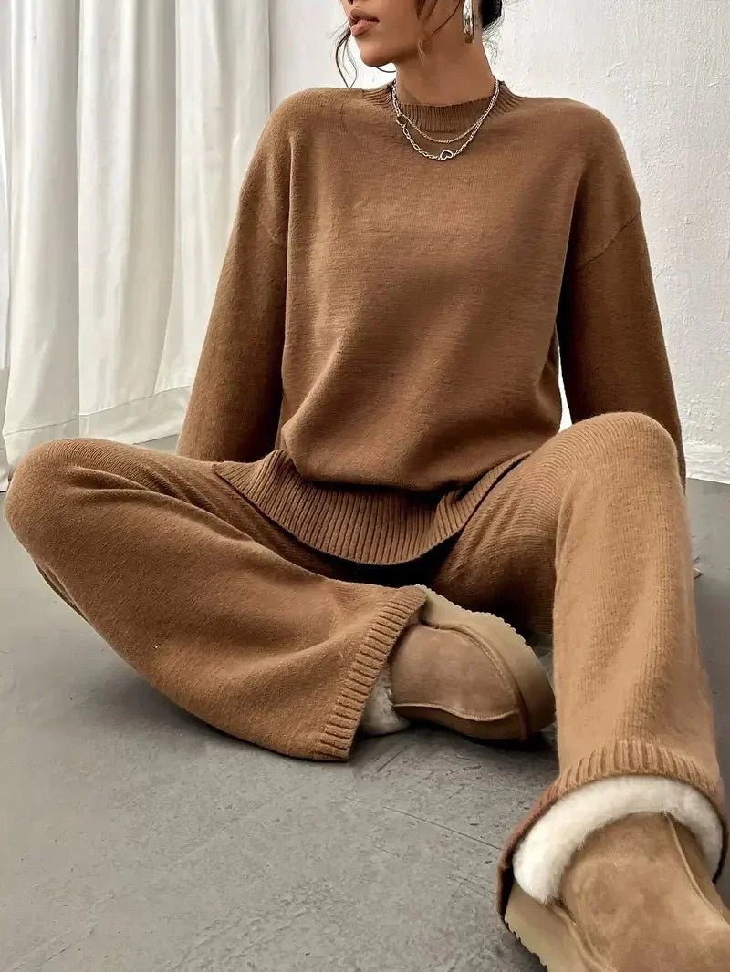 Stylish women's relaxed fit spring set in a solid color, an essential for casual fashion