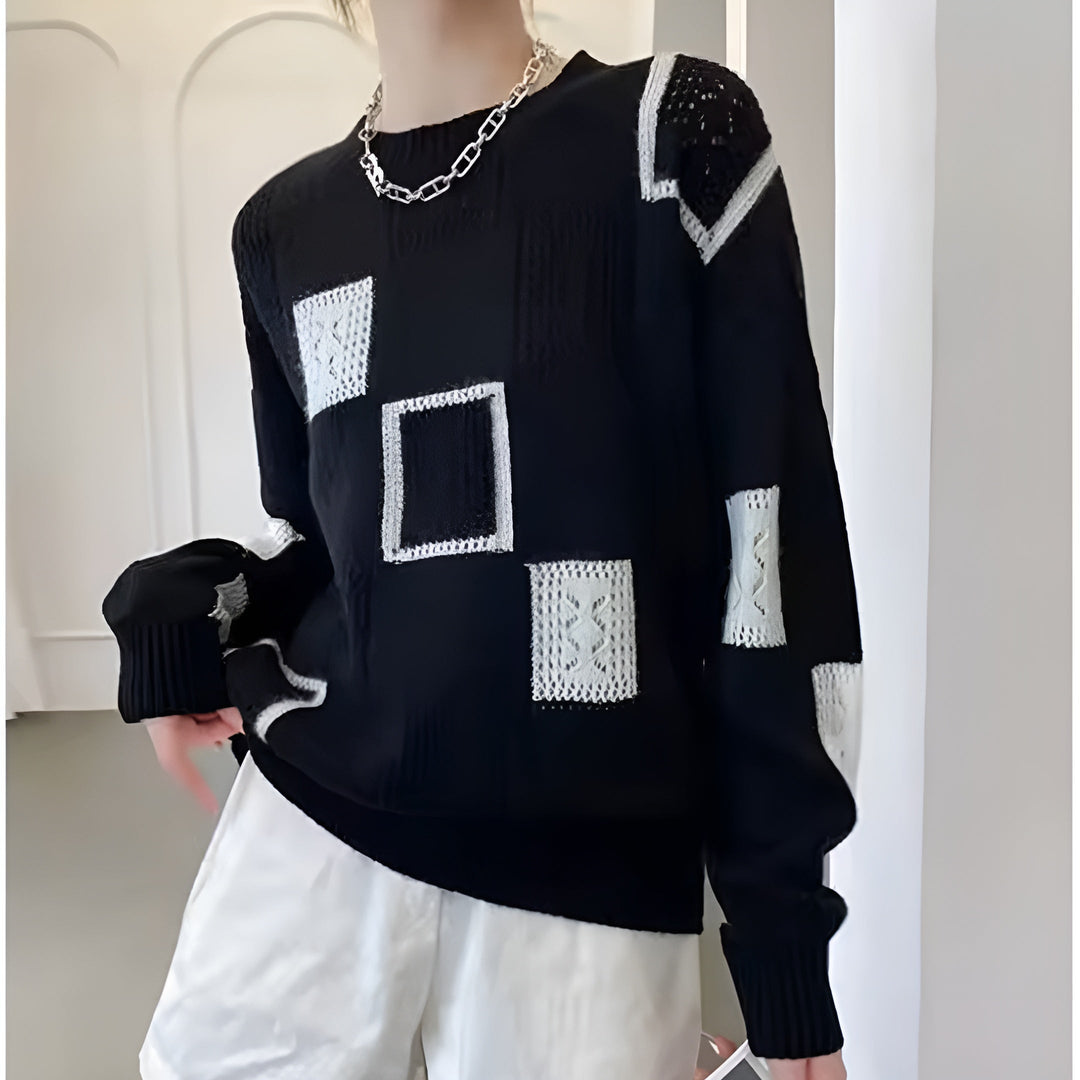Model wearing a comfortable relaxed fit women's spring top, made for casual and versatile style.