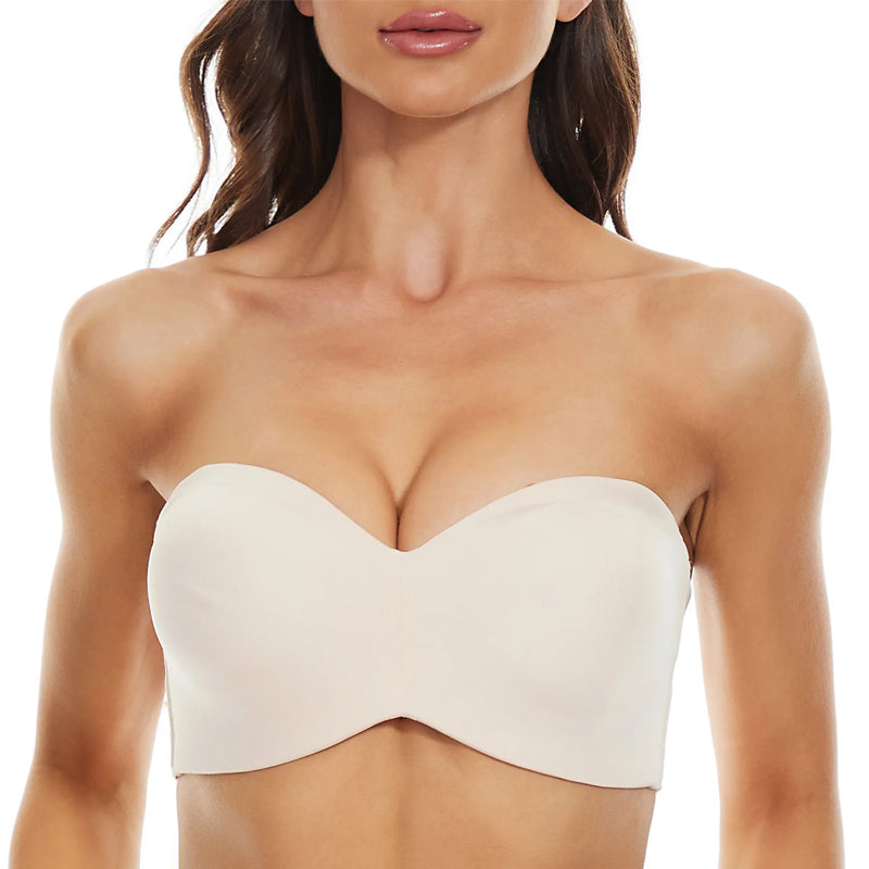Comfortable seamless bandeau bra for women, featuring removable straps for a smooth, strapless look.