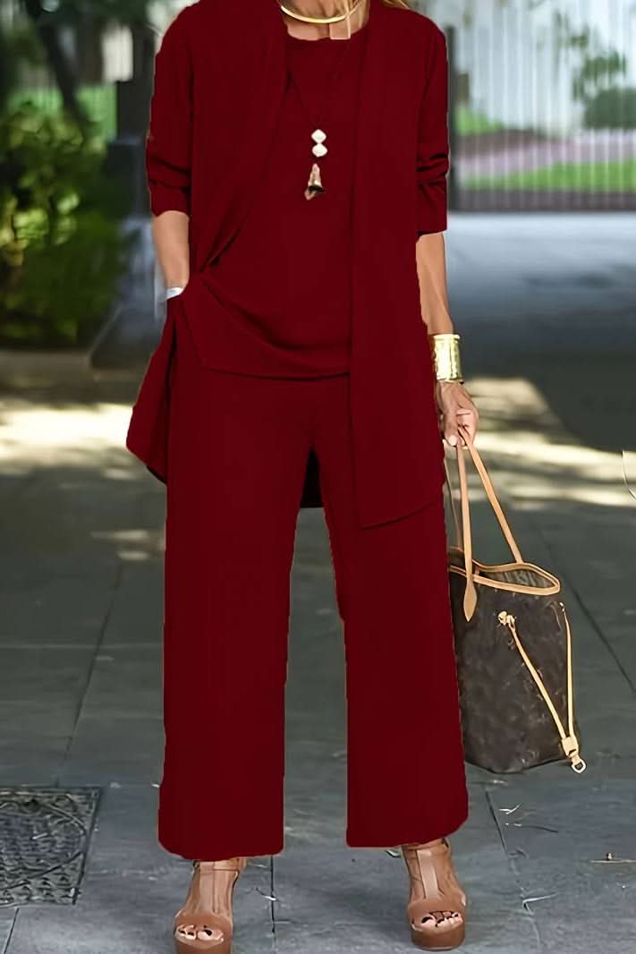 Close-up of comfortable women's 3-piece summer lounge set fabric. Soft resort wear for casual elegance.