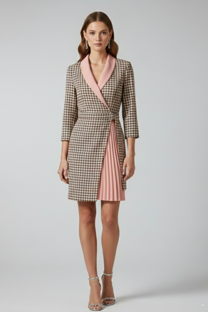 Women's refined tailored blazer dress, a notched collar design perfect for elegant office or event wear.