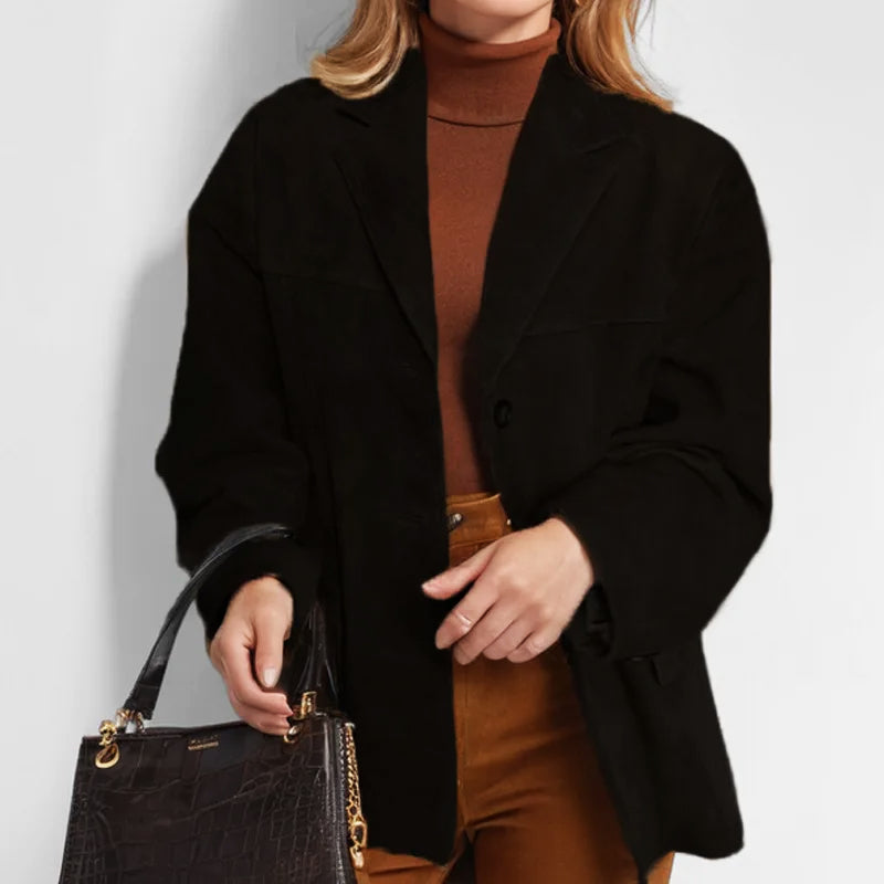 Stylish button-down blazer for women, an essential jacket for smart casual and versatile fashion.