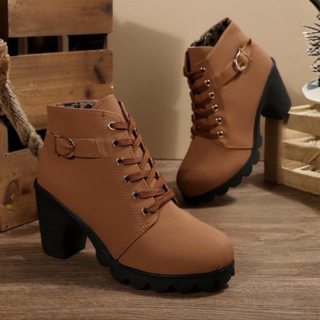 Comfortable women's lace-up ankle boots with supportive orthopedic design & stylish block heel.