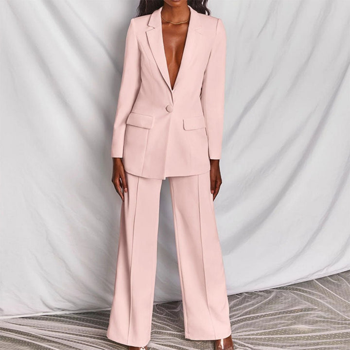 Professional women's tailored trousers & blazer set. A modern matching suit for business chic attire.