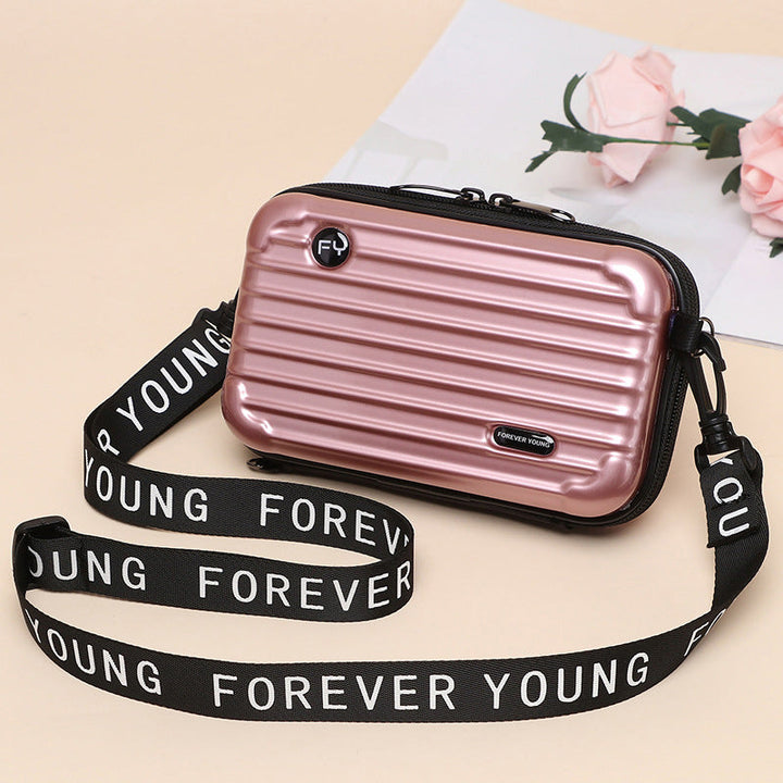 Stylish women's mini suitcase crossbody bag in black, a chic fashion accessory