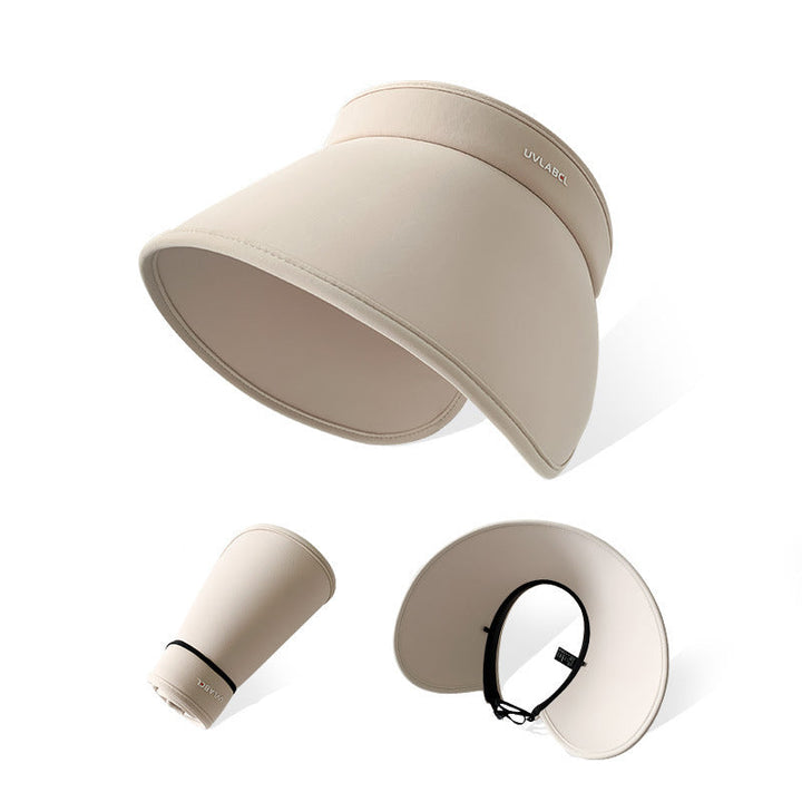 Lightweight women's UV protective sun hat, hollow top, wide brim, great for outdoor fashion