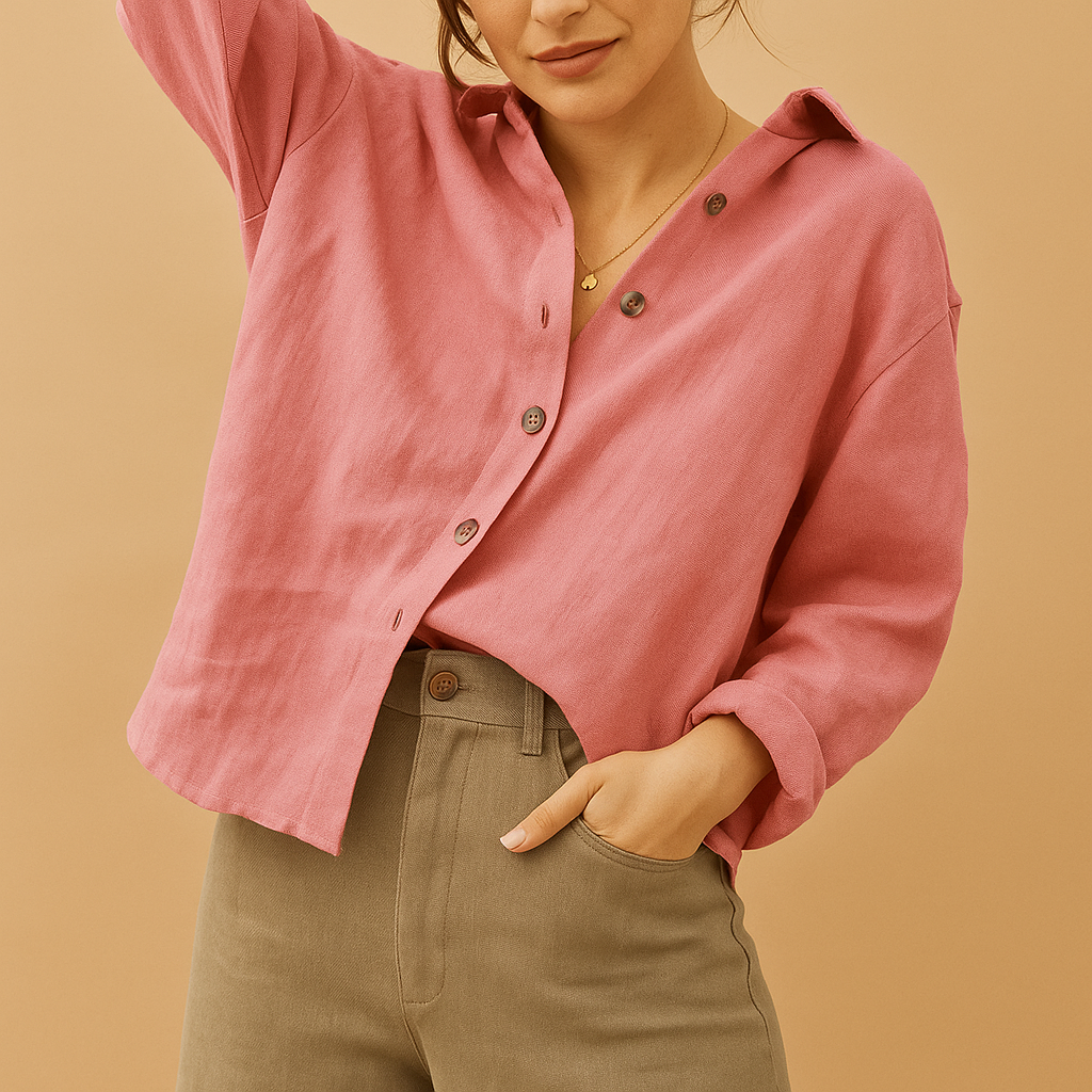 Comfortable women's everyday blouse. Versatile long-sleeve top for spring, summer, and smart casual outfits.