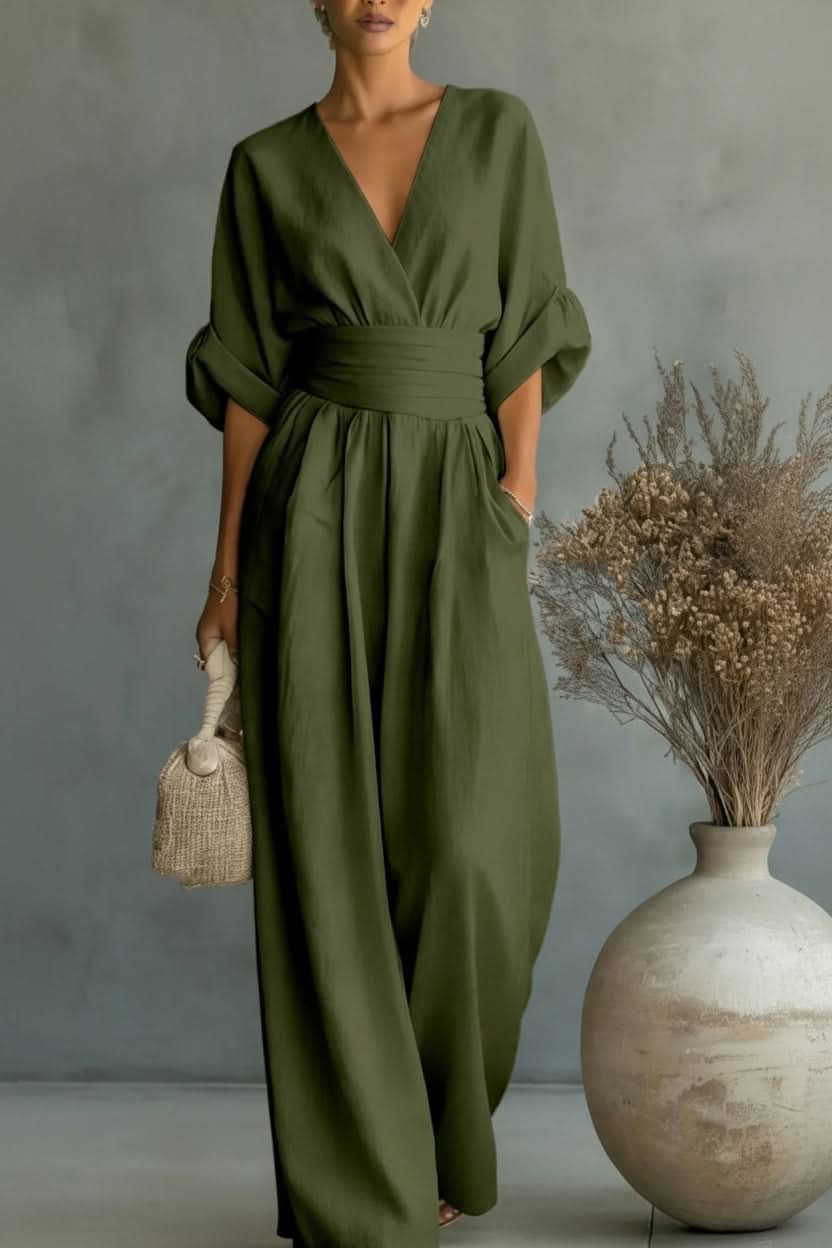 Stunning red women's vintage jumpsuit, a stylish one-piece outfit for parties & evening wear. Comfortable & chic.