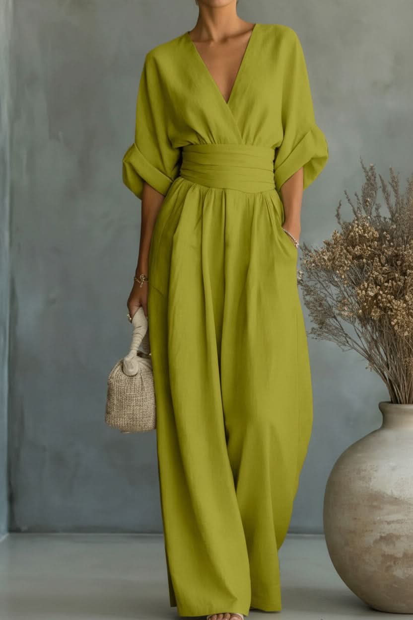 Yellow women's vintage inspired jumpsuit offering effortless fashion & a flexible fit. Comfortable casual wear.