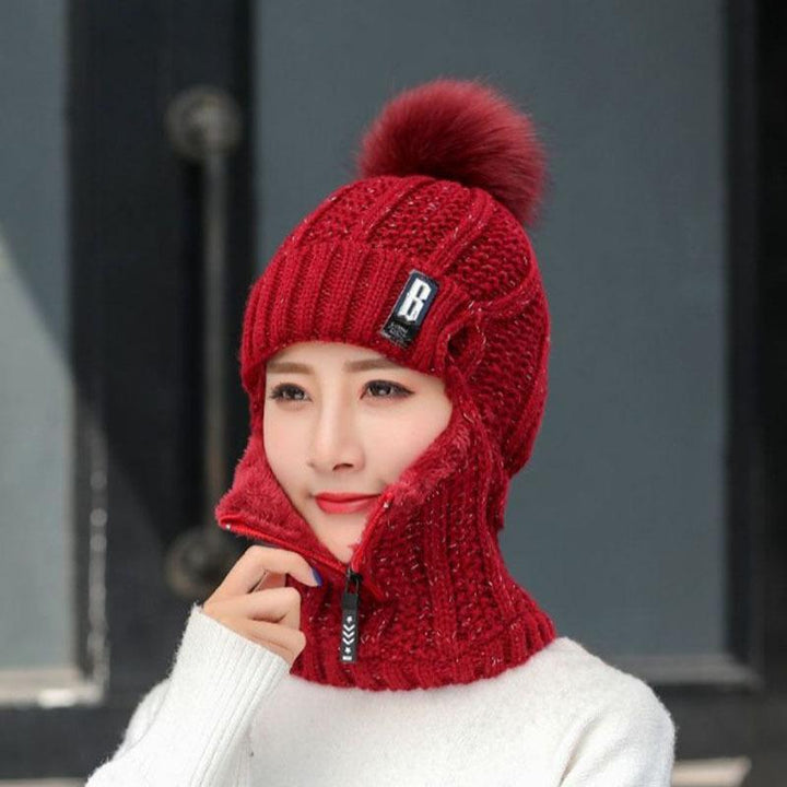 Detail of the fleece lining inside a women's warm winter windproof hat for extra coziness