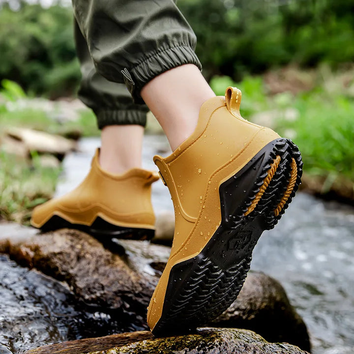 Women's waterproof slip-on hiking boots, designed for comfort and durability.