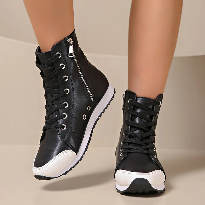 Women's wide fit orthopedic walking shoes, lace-up design for supportive, comfortable everyday wear.