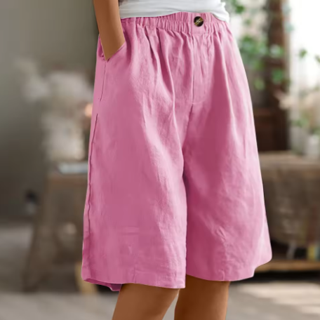 Women's casual Bermuda shorts with a flattering wide leg fit and essential pockets.