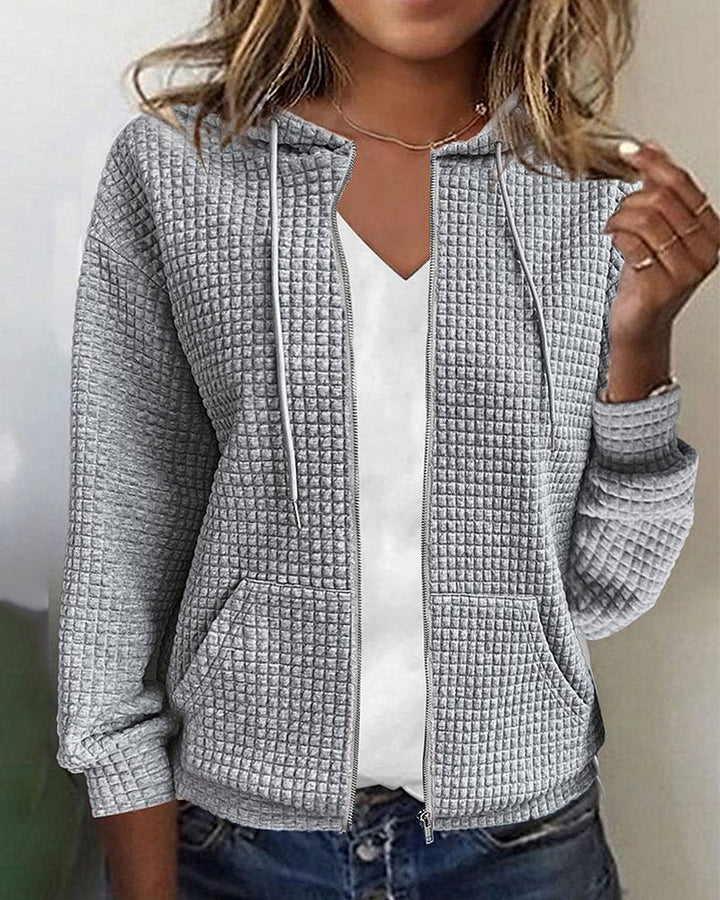 Women's Wynona leisure jacket with full zipper, practical pockets, and drawstring for all-season comfort & style.