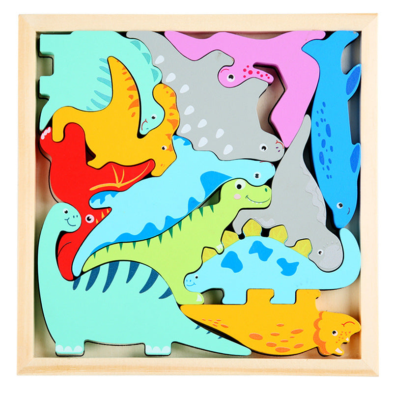 Wooden puzzle set with storage tray, ideal for organizing and early learning on the go